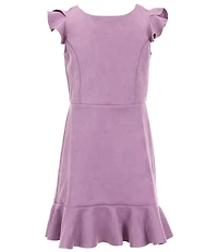 Ava & Yelly Big Girls Ruffle Sleeve Suede Skater Dress