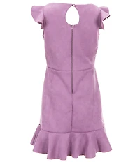 Ava & Yelly Big Girls Ruffle Sleeve Suede Skater Dress