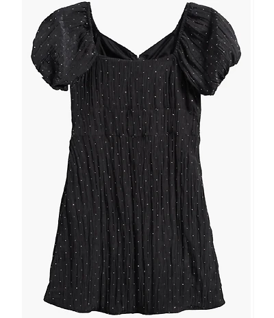 Ava & Yelly Big Girls Short Sleeve Rinestone Taffeta Dress
