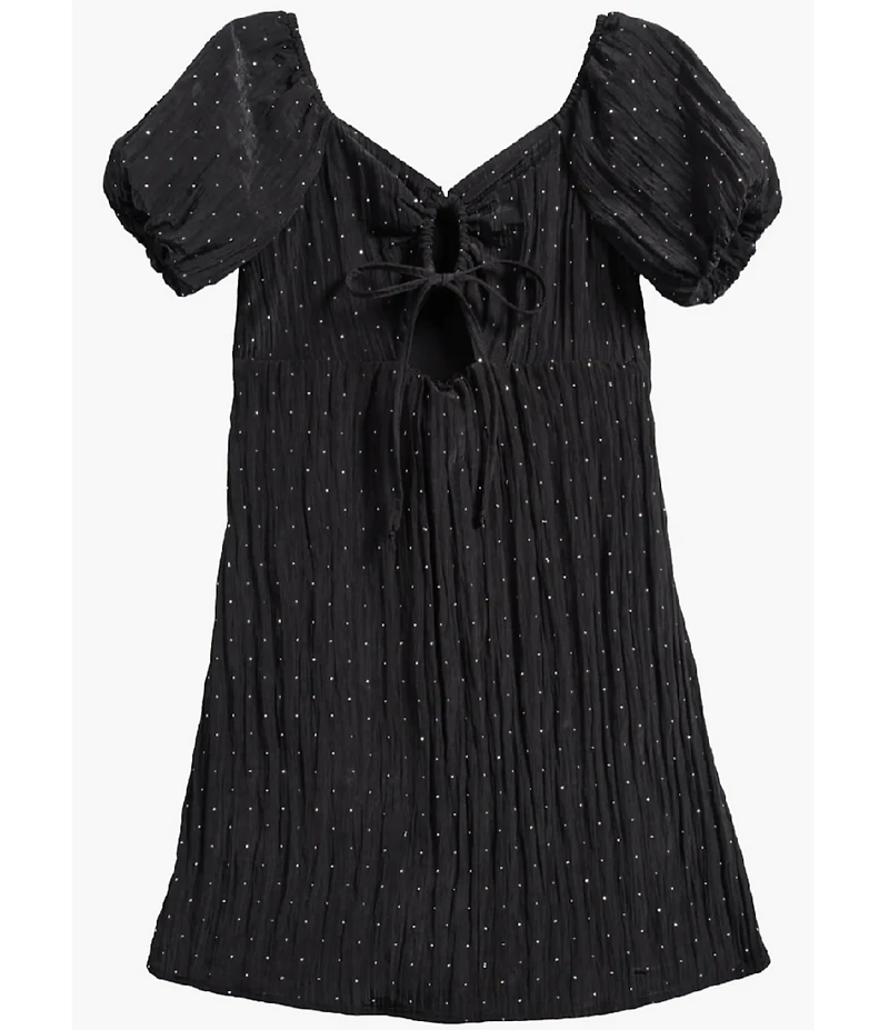 Ava & Yelly Big Girls Short Sleeve Rinestone Taffeta Dress