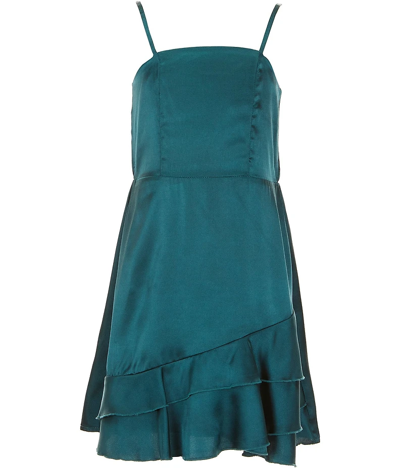 Ava & Yelly Big Girls Sleeveless Asymmetrical-Skirted Satin Dress