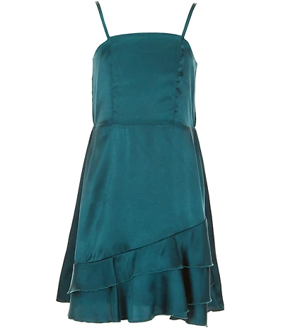 Ava & Yelly Big Girls Sleeveless Asymmetrical-Skirted Satin Dress