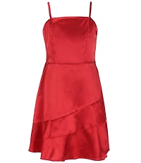 Ava & Yelly Big Girls Sleeveless Asymmetrical-Skirted Satin Dress