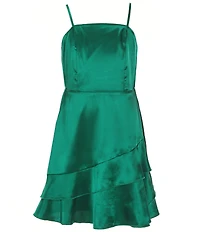 Ava & Yelly Big Girls Sleeveless Asymmetrical-Skirted Satin Dress