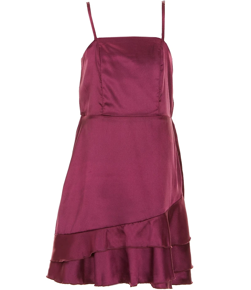 Ava & Yelly Big Girls Sleeveless Asymmetrical-Skirted Satin Dress