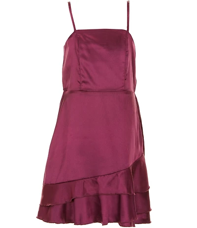 Ava & Yelly Big Girls Sleeveless Asymmetrical-Skirted Satin Dress