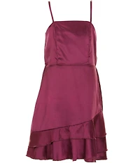 Ava & Yelly Big Girls Sleeveless Asymmetrical-Skirted Satin Dress