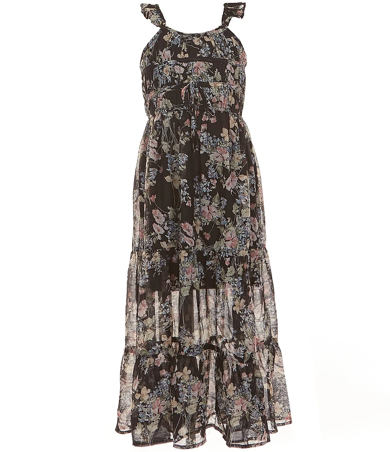 Ava & Yelly Big Girls Sleeveless Floral-Printed Long Dress