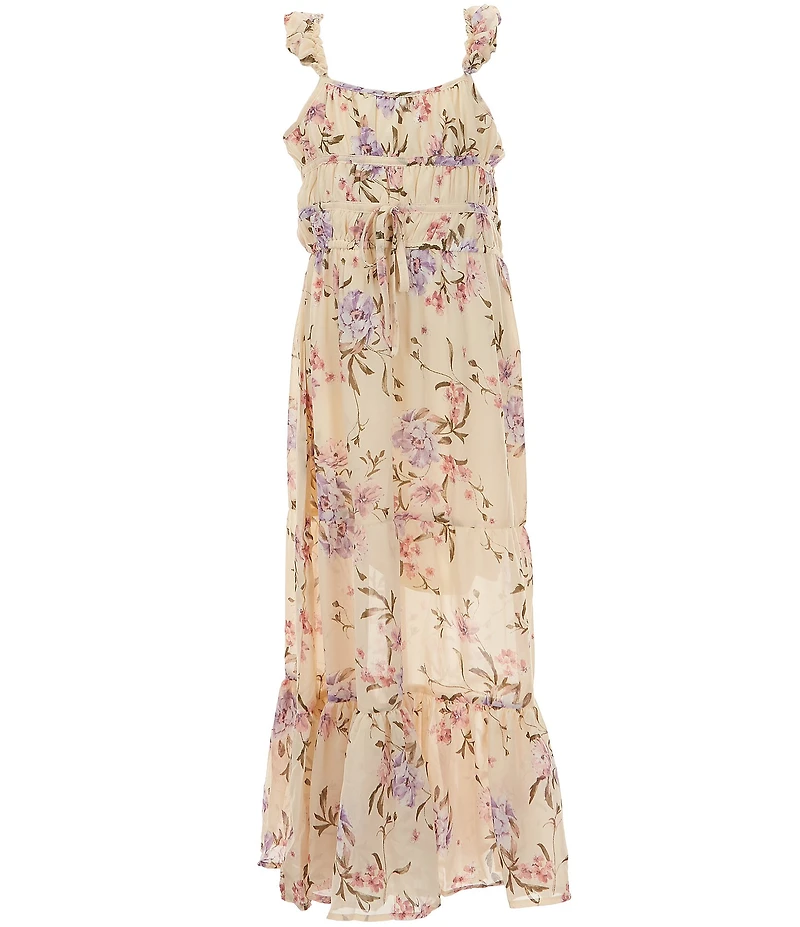 Ava & Yelly Big Girls Sleeveless Floral-Printed Long Dress