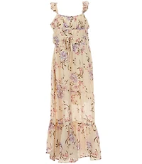 Ava & Yelly Big Girls Sleeveless Floral-Printed Long Dress