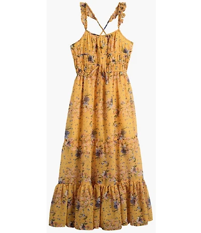Ava & Yelly Big Girls Sleeveless Floral-Printed Long Dress