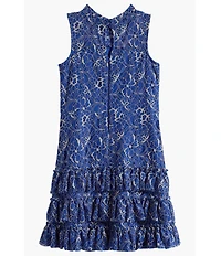 Ava & Yelly Big Girls Sleeveless Patterned Lace Drop-Waist Dress