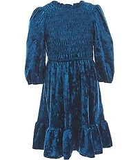 Ava & Yelly Big Girls Crushed Velvet Smocked Ruffle Hem Dress