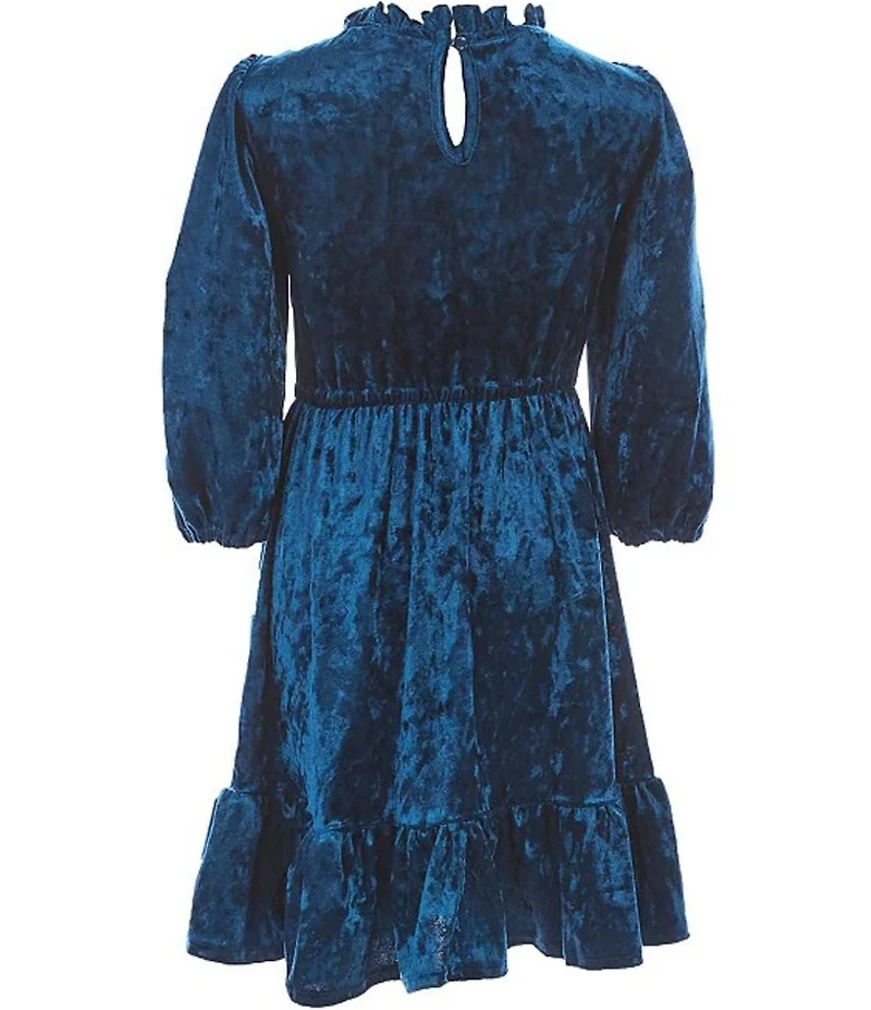 Ava & Yelly Big Girls Crushed Velvet Smocked Ruffle Hem Dress