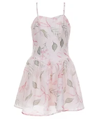 Ava & Yelly Big Girls Floral Print Sweetheart Neckline Spaghetti Strap Dress