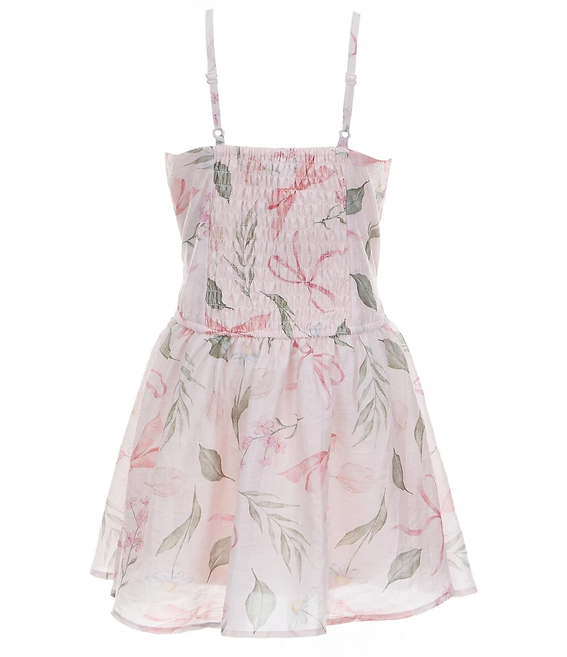 Ava & Yelly Big Girls Floral Print Sweetheart Neckline Spaghetti Strap Dress