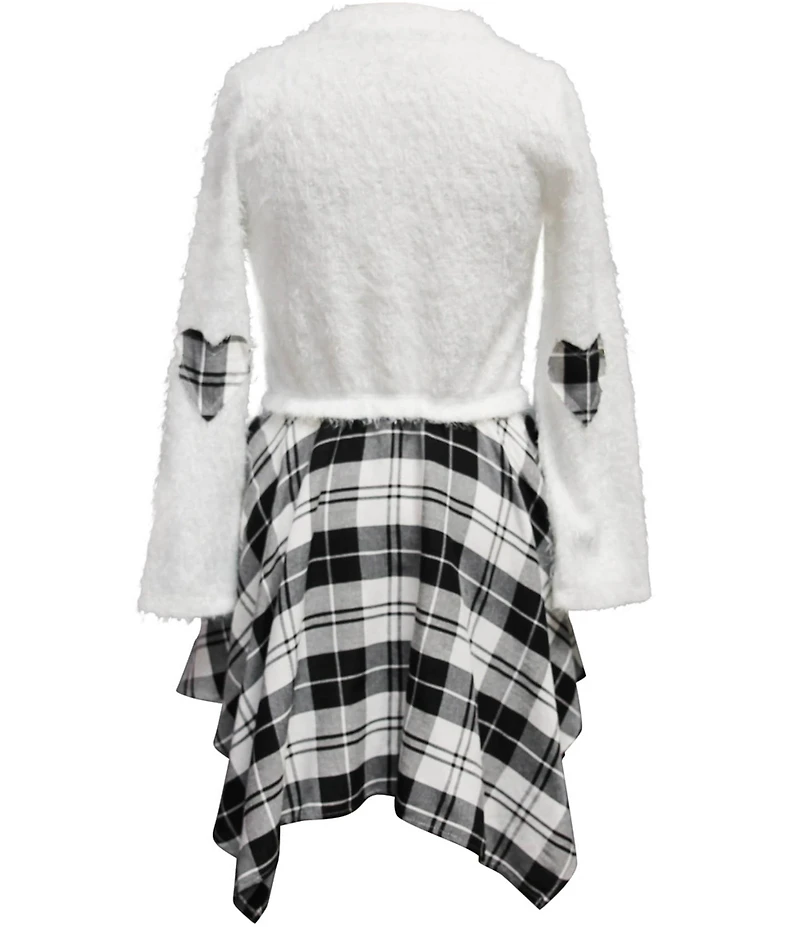 Ava & Yelly Big Girls Long Sleeve Knit Plaid Popover Dress