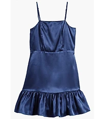 Ava & Yelly Big Girls Sateen Sleeveless Ruffle Hem Dress