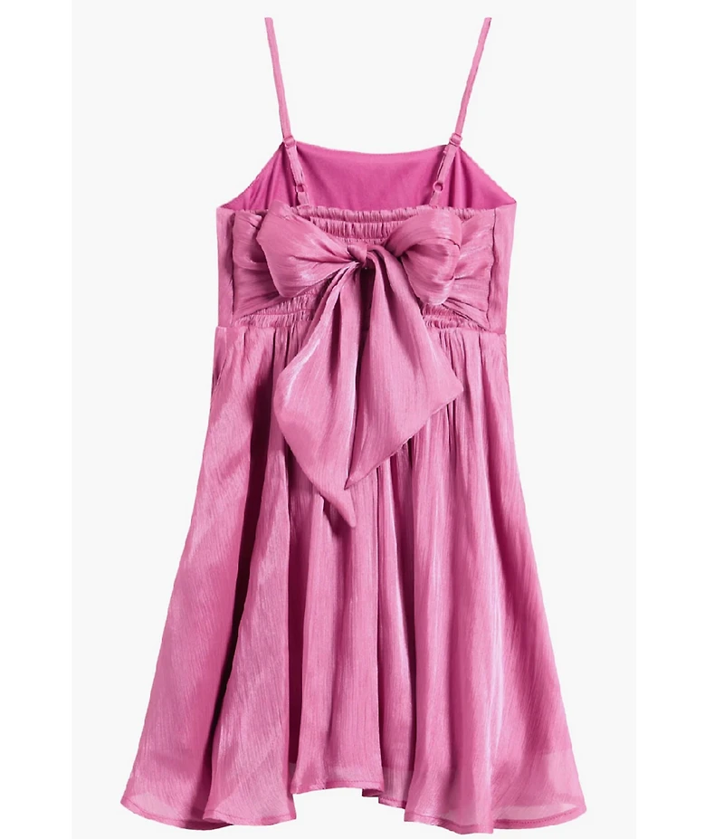 Ava & Yelly Big Girls Shimmer Crinkle Sleeveless Bow Back Dress