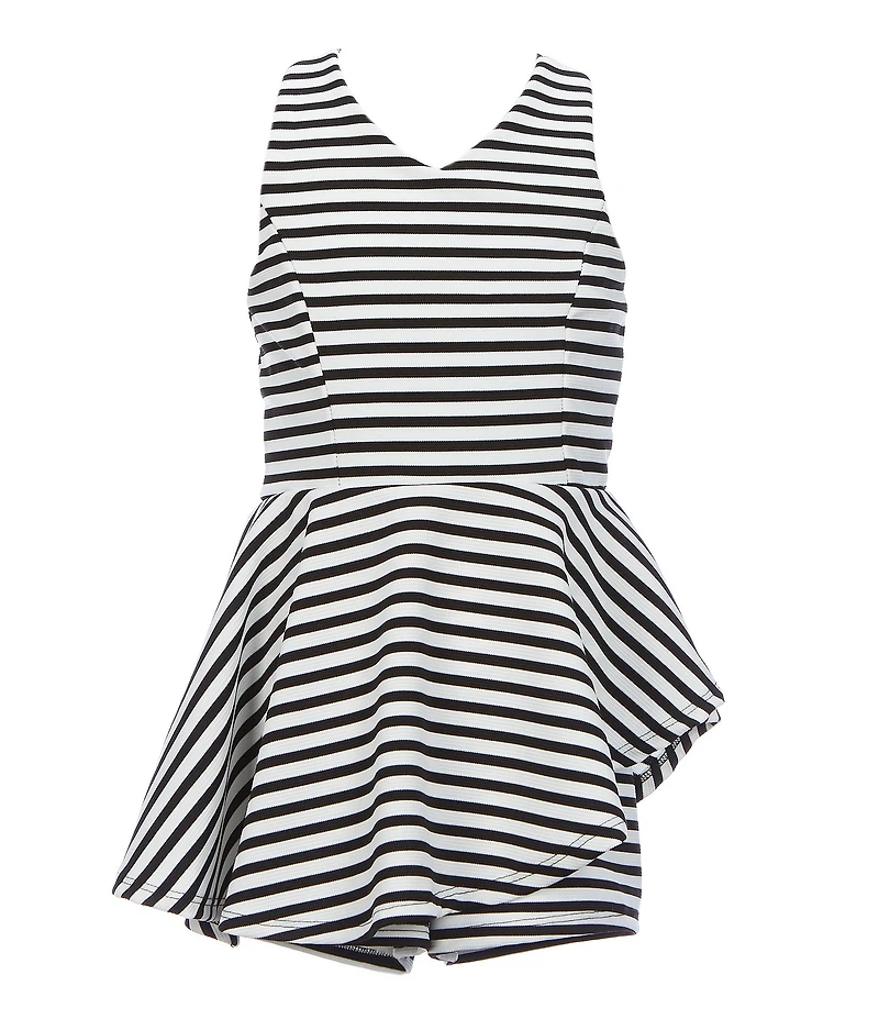 Ava & Yelly Big Girls Stripe Ribbed Knit Sleeveless Romper