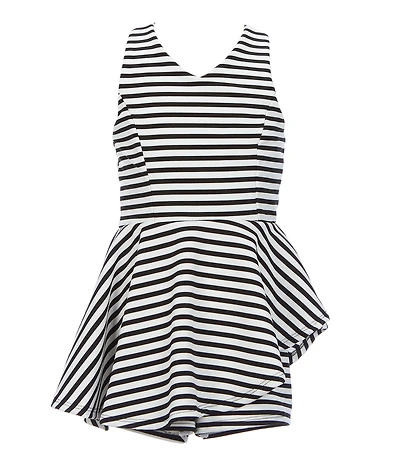 Ava & Yelly Big Girls Stripe Ribbed Knit Sleeveless Romper