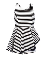 Ava & Yelly Big Girls Stripe Ribbed Knit Sleeveless Romper