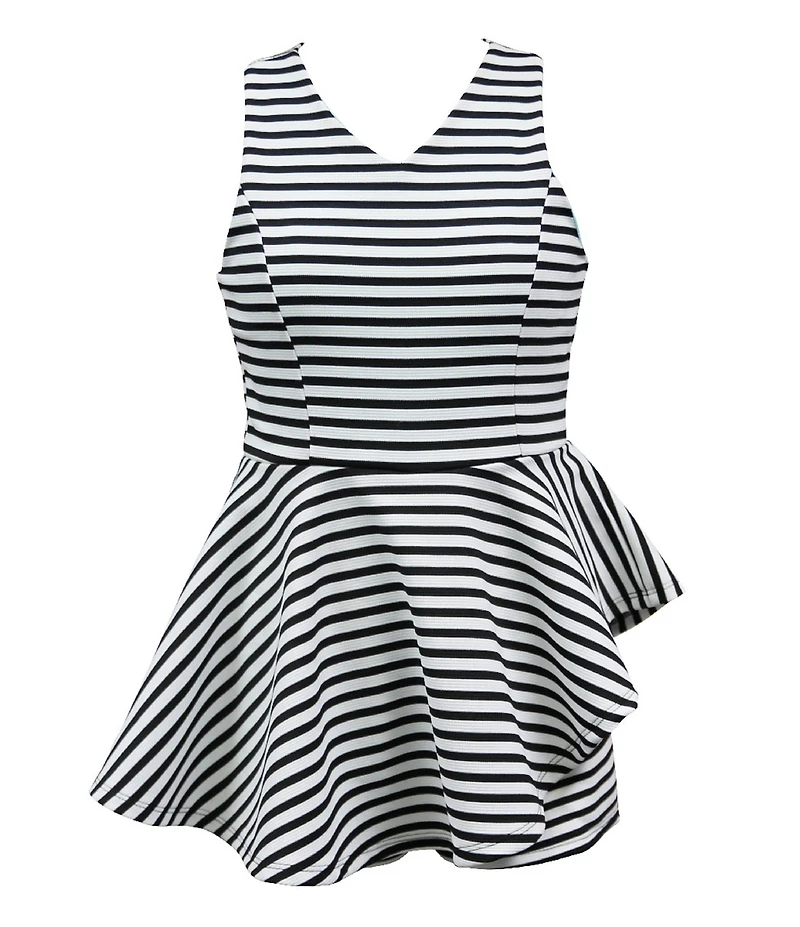 Ava & Yelly Big Girls Stripe Ribbed Knit Sleeveless Romper