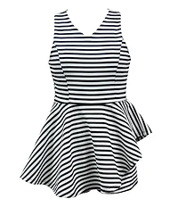 Ava & Yelly Big Girls Stripe Ribbed Knit Sleeveless Romper
