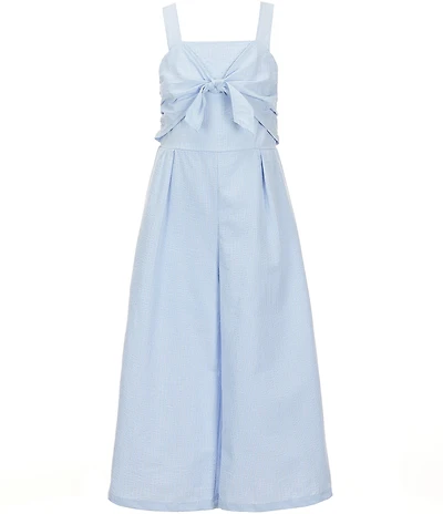 Ava & Yelly Big Girls Striped Knot-Front Seersucker Jumpsuit