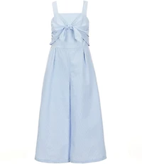 Ava & Yelly Big Girls Striped Knot-Front Seersucker Jumpsuit
