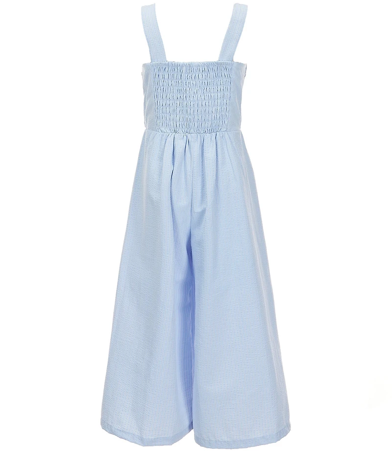 Ava & Yelly Big Girls Striped Knot-Front Seersucker Jumpsuit