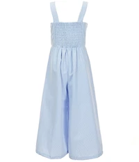 Ava & Yelly Big Girls Striped Knot-Front Seersucker Jumpsuit