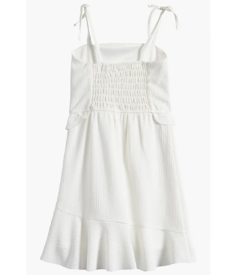 Ava & Yelly Big Girls Textured Knit Tie Sleeve Ruffle Hem Dress