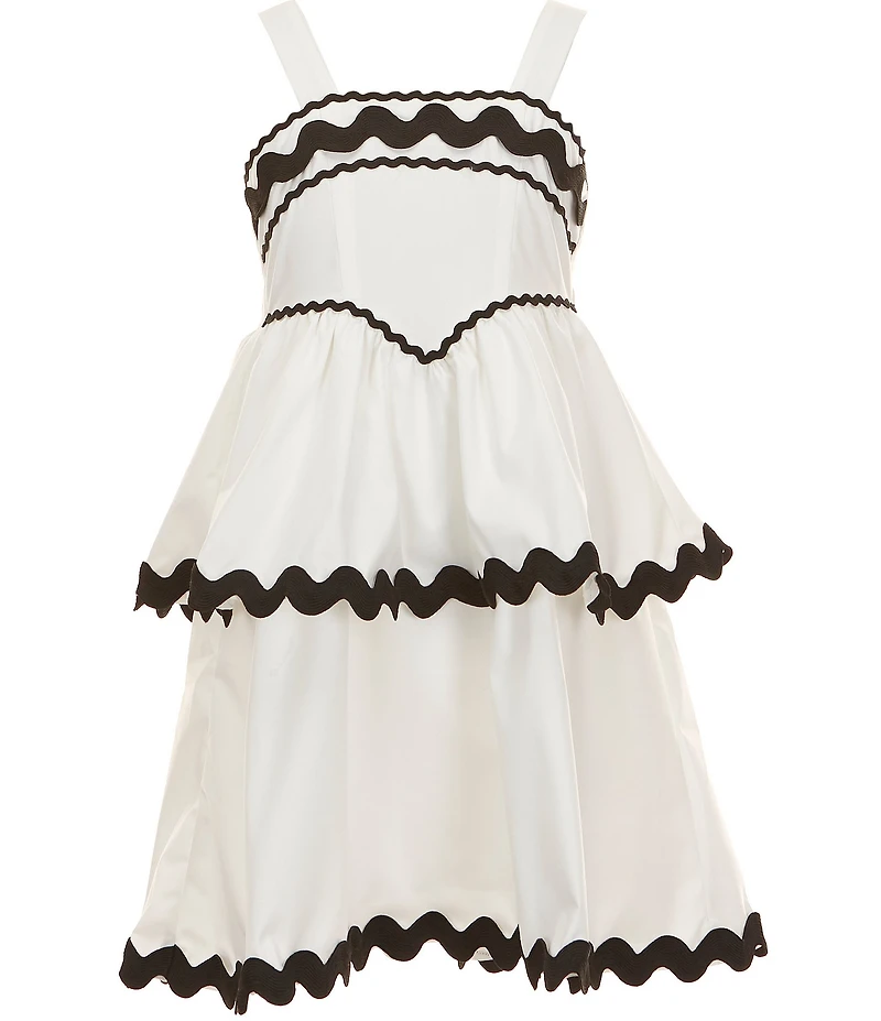 Ava & Yelly Big Girls Sleeveless Ric Rac Ruffle Dress