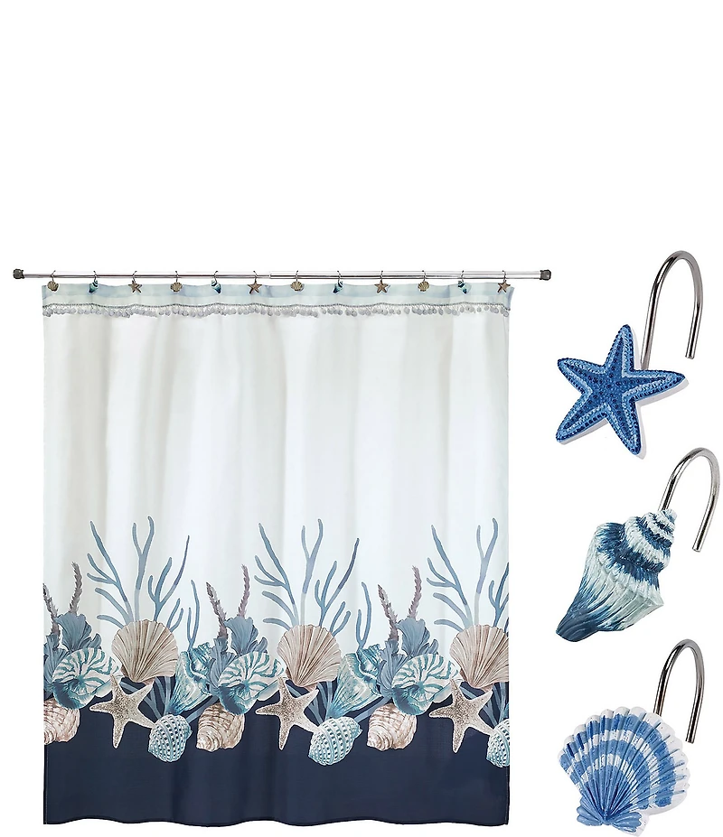 Avanti Linens 13-Piece Blue Lagoon Shower Curtain And Hook Set