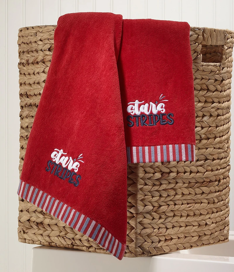 Avanti Linens All-American Collection 2-Pack Stars & Stripes Hand Towel Set