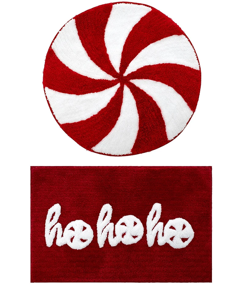 Avanti Linens HO HO HO Peppermint 2-Piece Rug Set