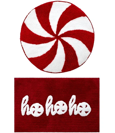 Avanti Linens HO HO HO Peppermint 2-Piece Rug Set