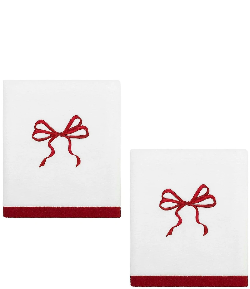 Avanti Linens Holiday Collection Christmas Bows Decorative Embroidered Bath Towel Set