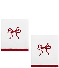 Avanti Linens Holiday Collection Christmas Bows Decorative Embroidered Bath Towel Set