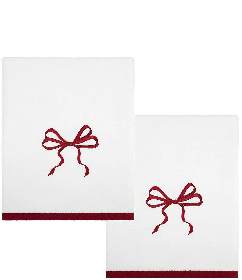 Avanti Linens Holiday Collection Christmas Bows Decorative Embroidered Bath Towel Set