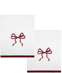 Avanti Linens Holiday Collection Christmas Bows Decorative Embroidered Bath Towel Set