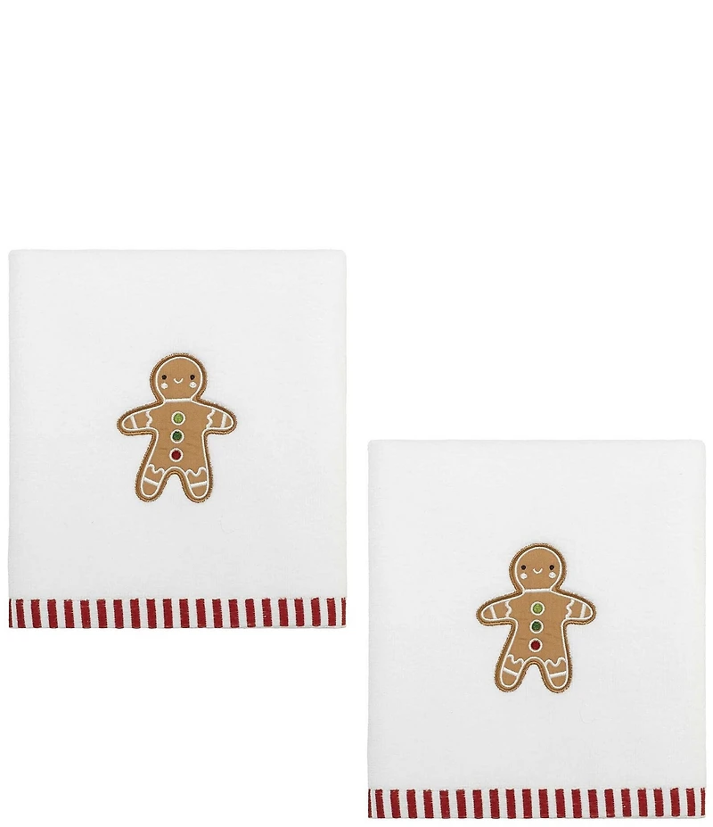 Avanti Linens Holiday Collection Gingerbread Man Decorative Embroidered Bath Towel Set
