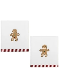Avanti Linens Holiday Collection Gingerbread Man Decorative Embroidered Bath Towel Set