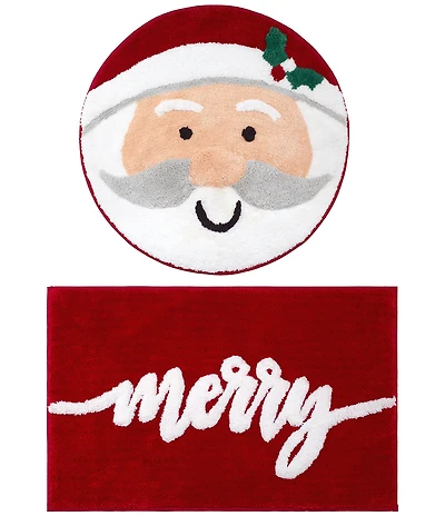 Avanti Linens Holiday Collection Merry Santa 2-Piece Rug Set