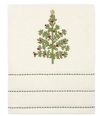 Avanti Linens Holiday Collection Tossed Trees Embroidered Bath Towels