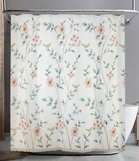 Avanti Linens Pretty Birds Collection Floral Printed Shower Curtain