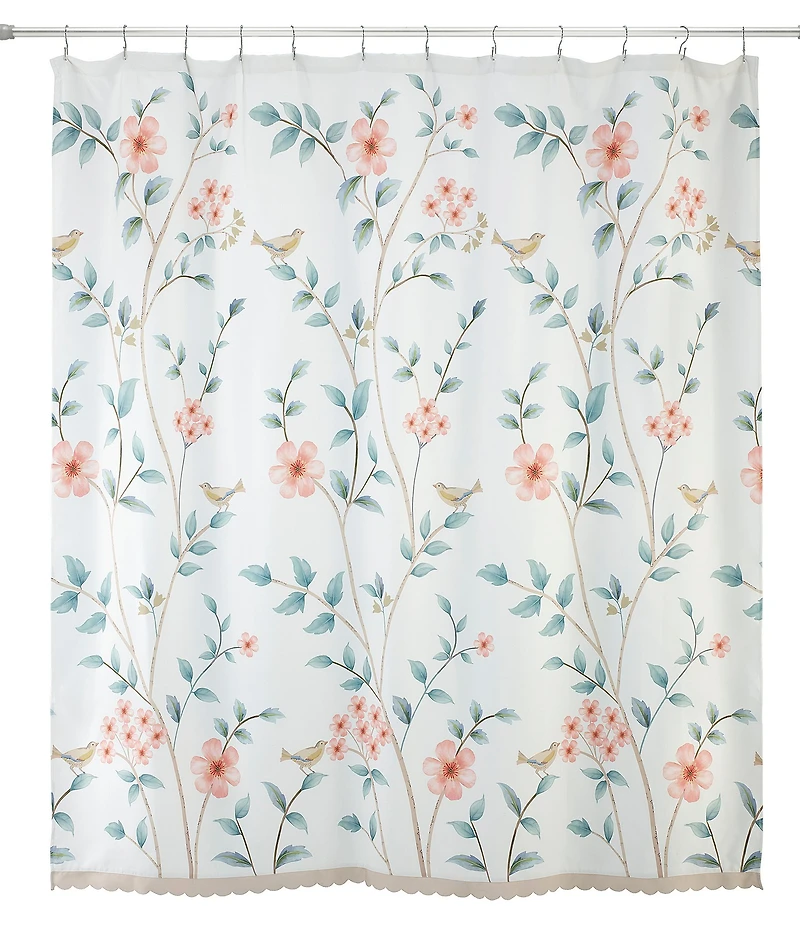 Avanti Linens Pretty Birds Collection Floral Printed Shower Curtain