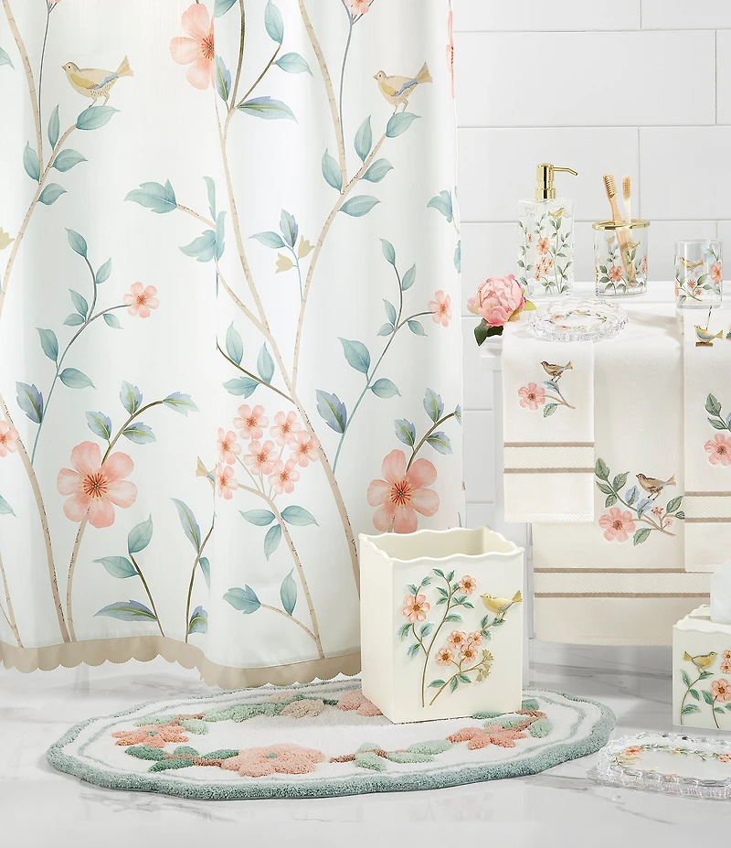 Avanti Linens Pretty Birds Collection Floral Printed Shower Curtain
