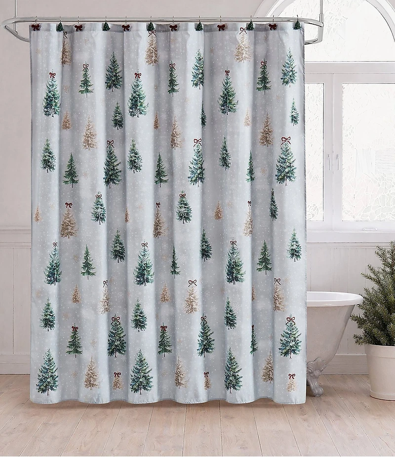 Avanti Linens Snowy Pines Decorative Holiday Shower Curtain
